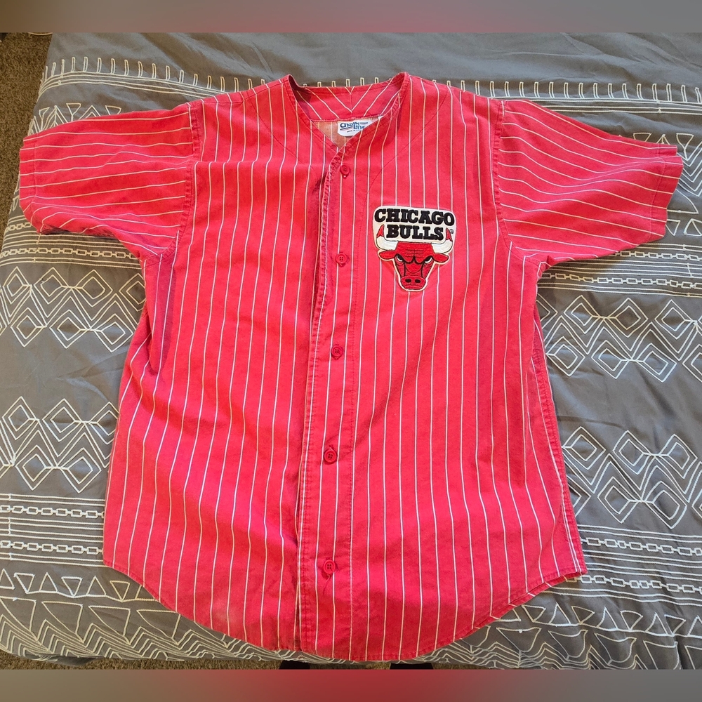 Vintage Chalkline Pinstripe Chicago Bulls Jersey Size Large